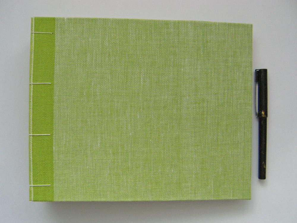 Guest Book in Green Linen - Ready to Ship