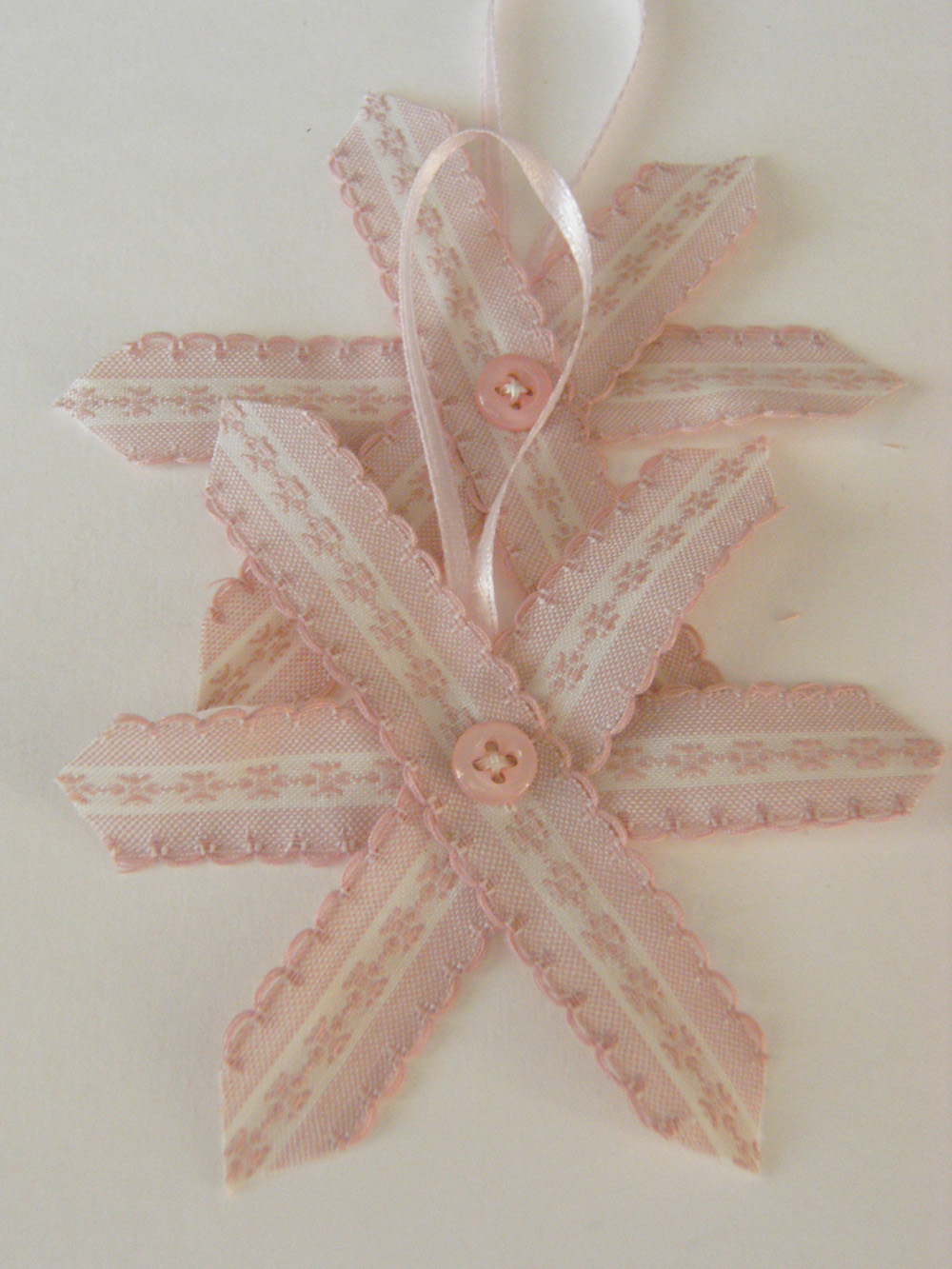 Vintage Pink Ticking Ribbon Stars for Decor, Gift Wrap or Paper crafts